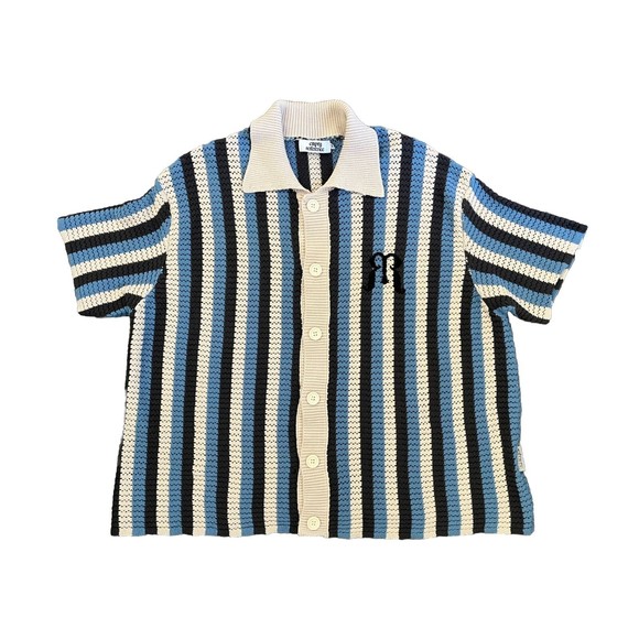 Empty Reference Unisex Knit Button Up Shirt Top Size Medium - Picture 2 of 5